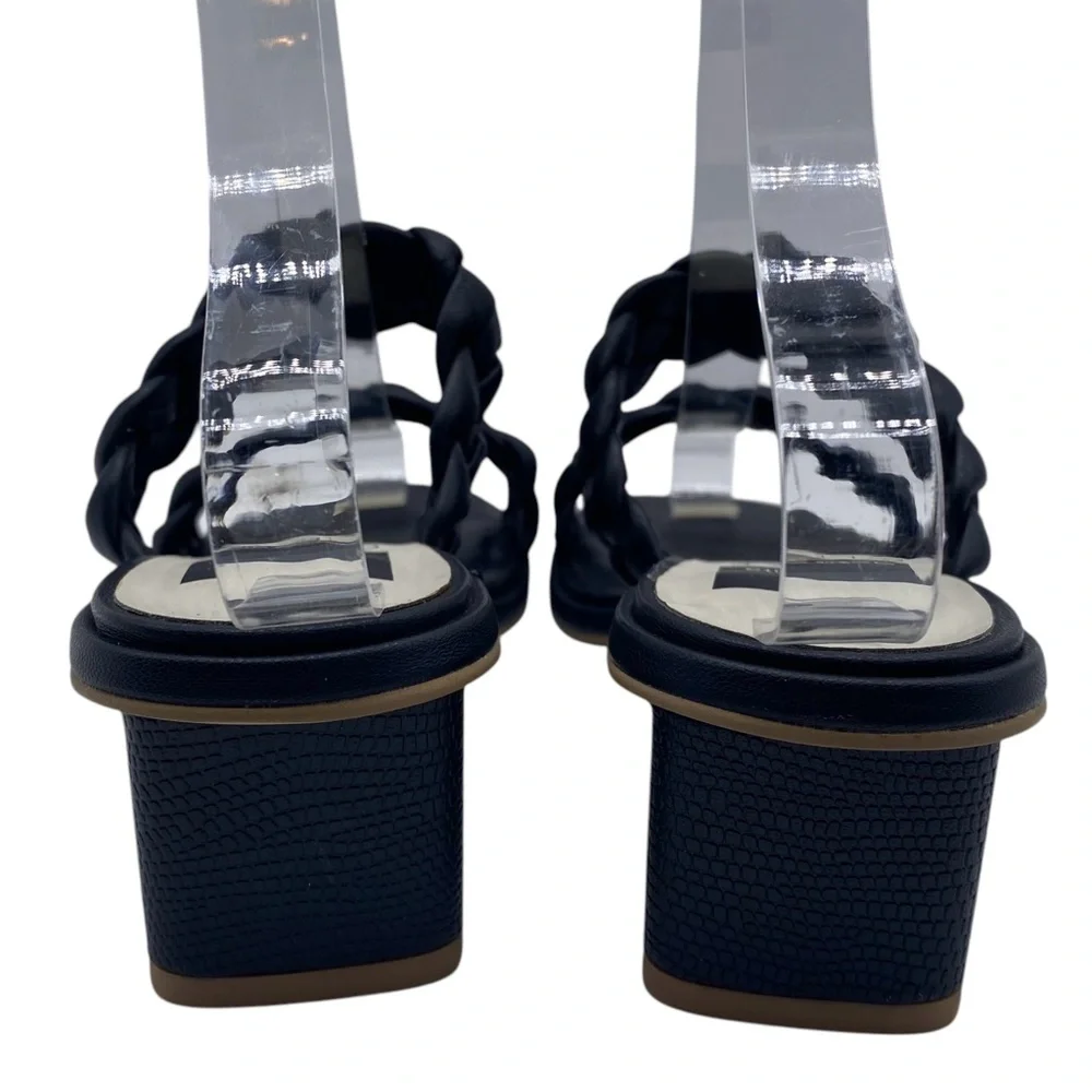 Dolce Vita Womens Shoes Ronin Sandals Sz 6 Black Vegan Leather Braided Heeled - Picture 6 of 12